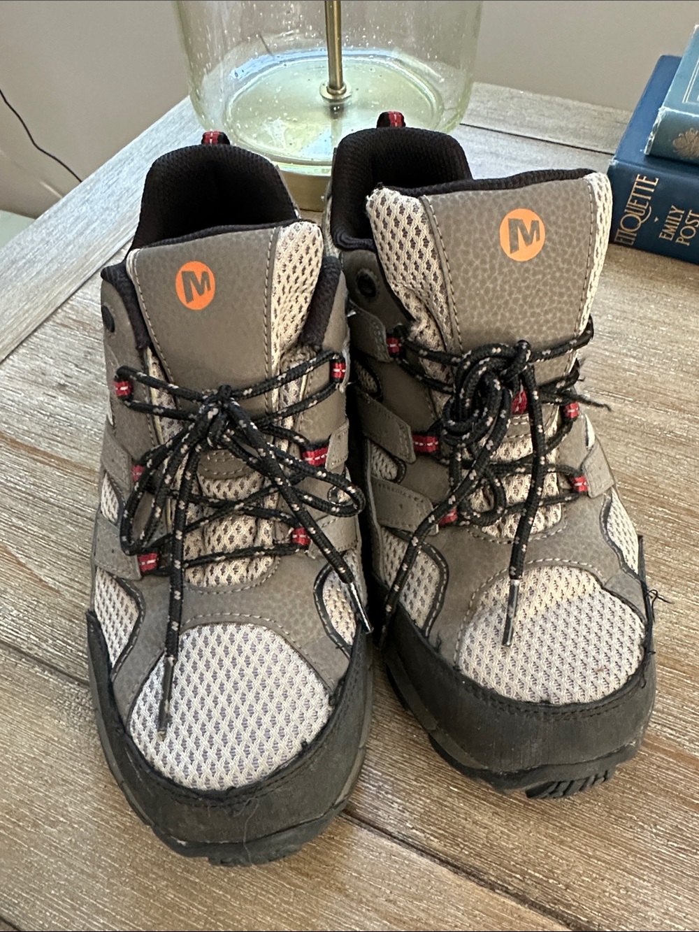 Merrell Kids Grey and Black Hiking Sneakers, Sz 7